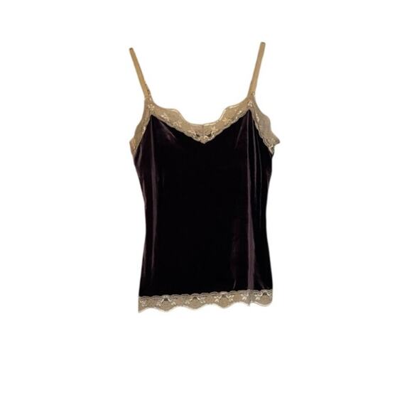 New York & Co Plum Velvet Lace Cami With Shelf S - Picture 1 of 3